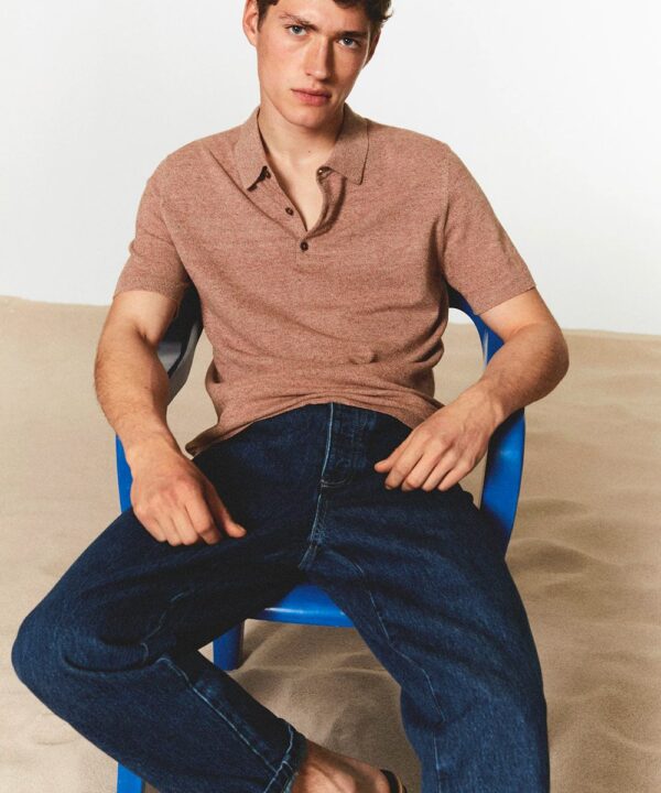 Knit cotton polo shirt